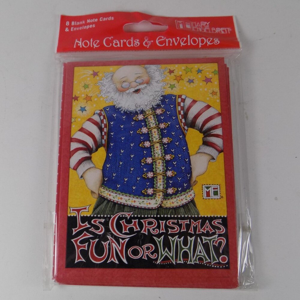 Mary Engelbreit Blank Note Cards & Envelopes Set of 8 NEW Christmas Fun